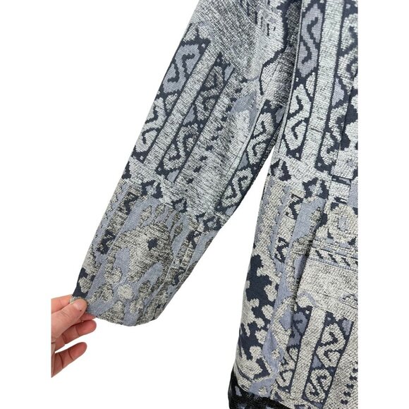 SUSAN GRAVER Artisan Embellished Snap Close Tapestry Jacket Grey Size 6 - Picture 6 of 12